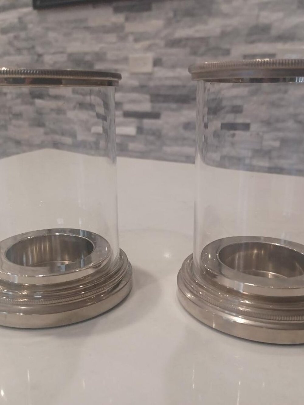 Restoration Hardware 6pc Glass Metal Durable Candle Holders Set of 2